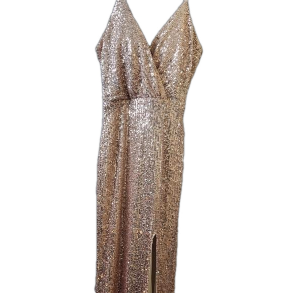 Kalinnu's Gown, For Formals, Proms, Etc.  Rose Gold‎ Sequins, Dress Size (S)
